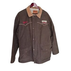 Schaefer Outfitter Mens Brown Canvas Sherpa Lined Western Ranch Jacket Large